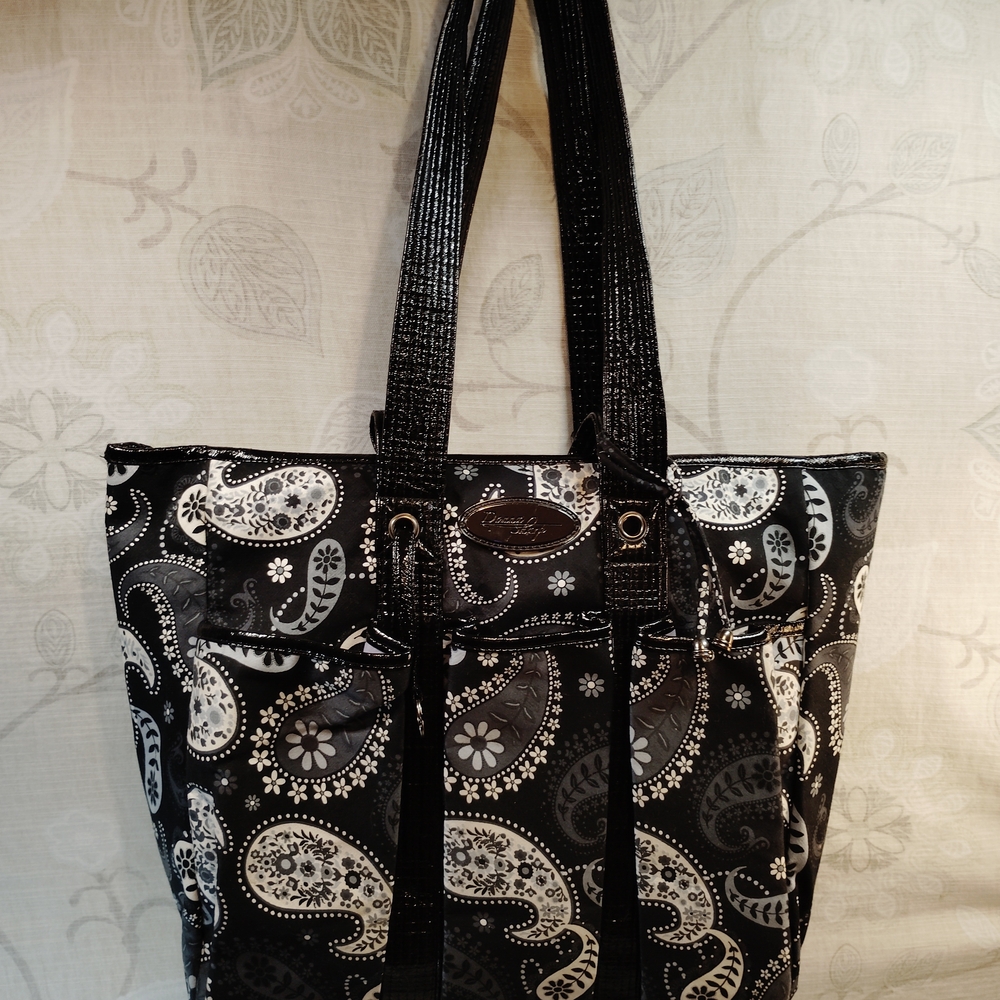 Elegant Black and White Paisley Tote Bag